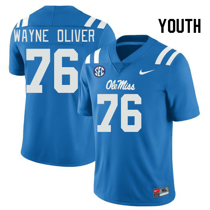 Youth #76 John Wayne Oliver Ole Miss Rebels College Football Jerseys Stitched-Power Blue